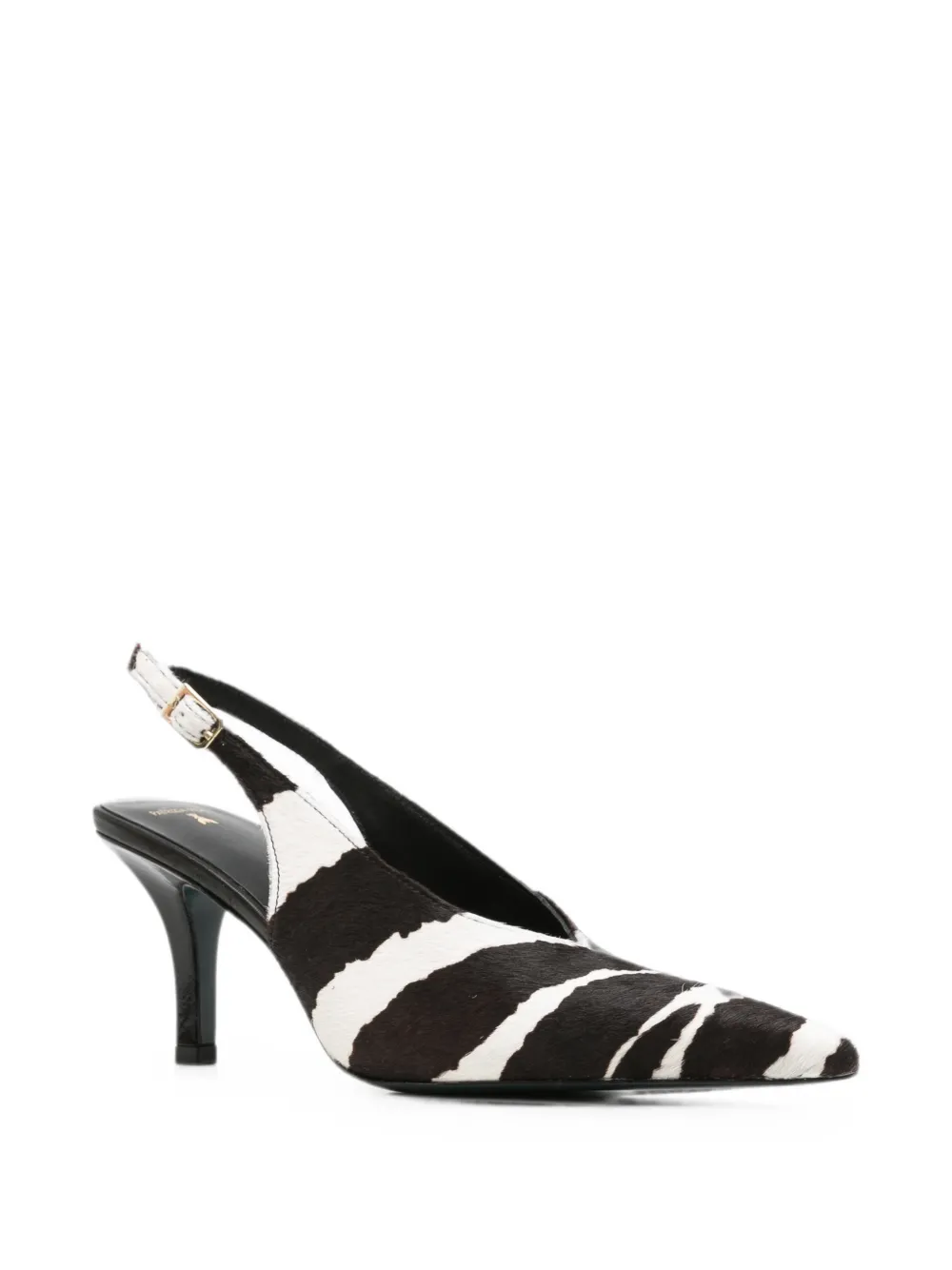 Patrizia Pepe zebra-print leather slingback pumps Zwart