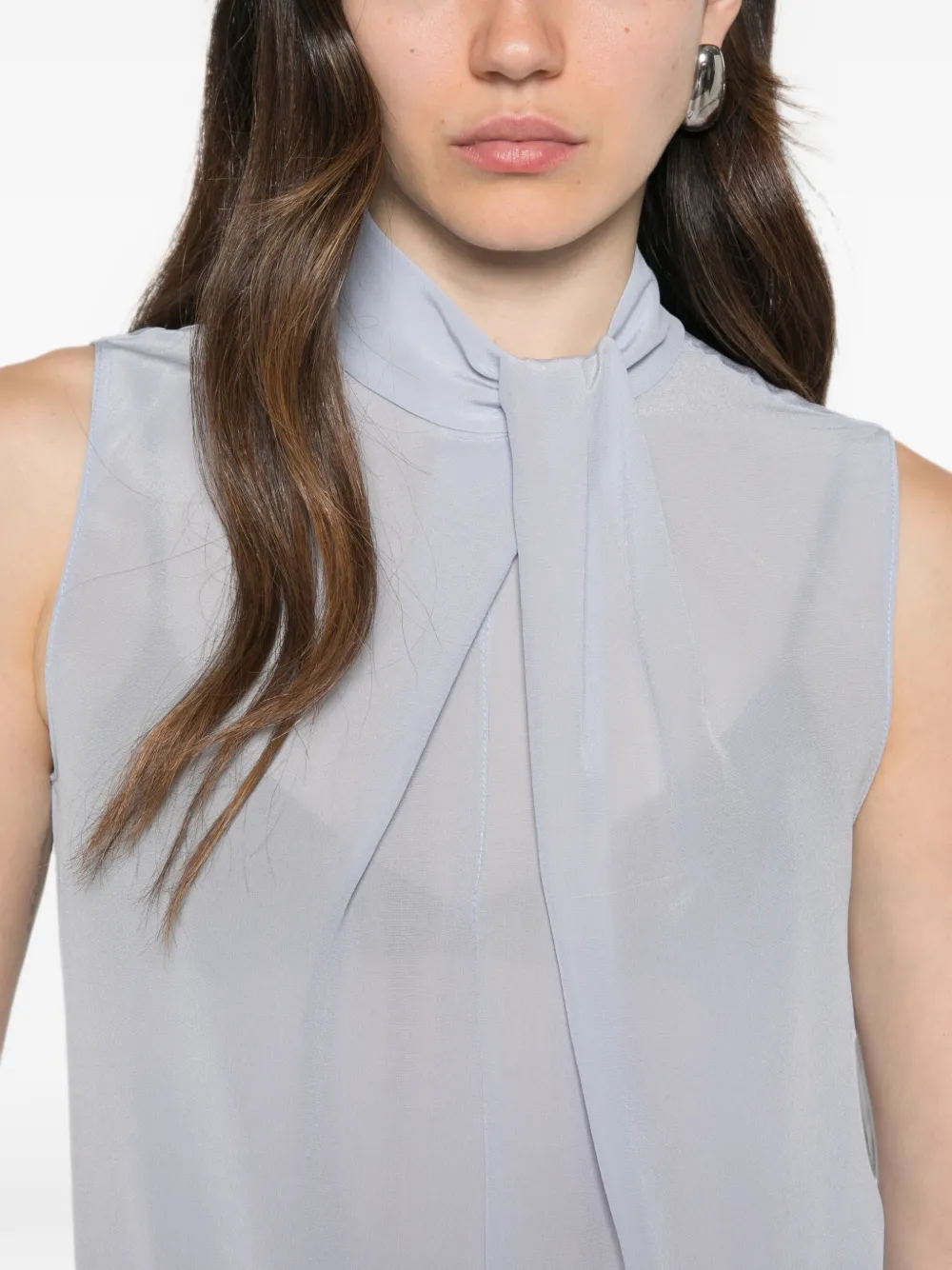 Patrizia Pepe high-neck pleat-detail blouse Blauw