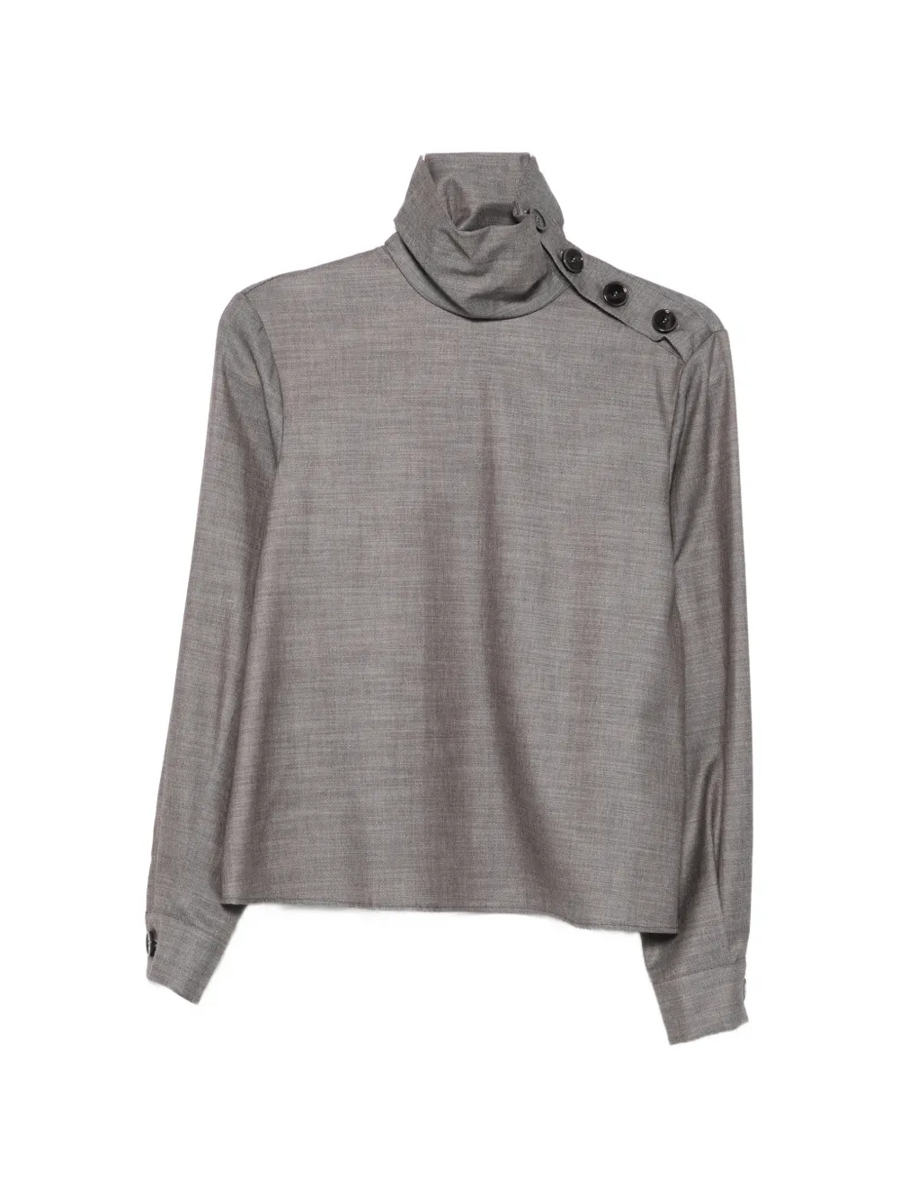 Patrizia Pepe Button-detail High-neck Blouse In Gray