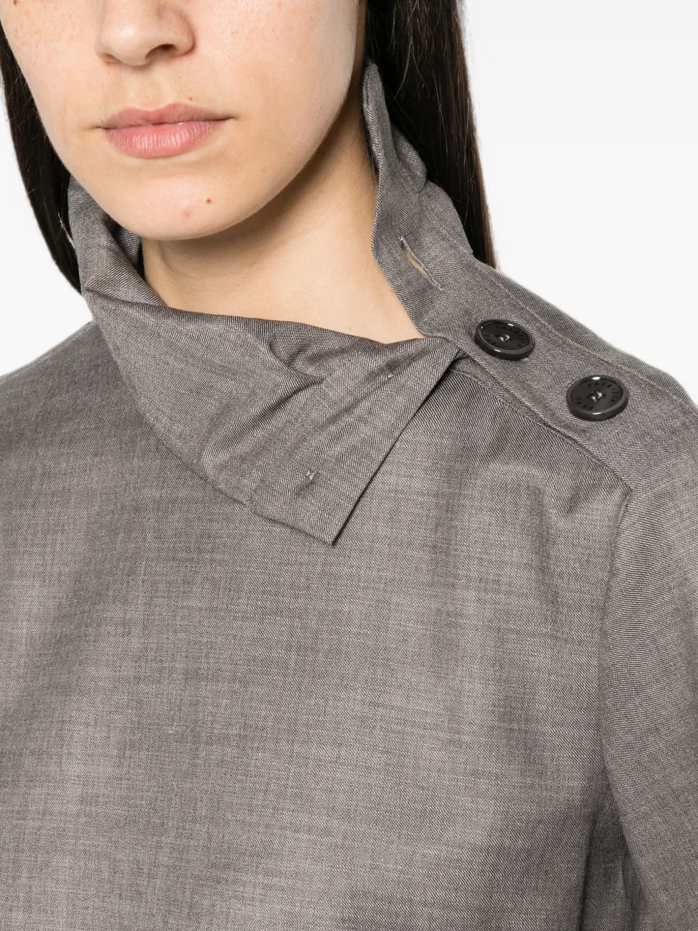 Patrizia Pepe button-detail high-neck blouse Grijs