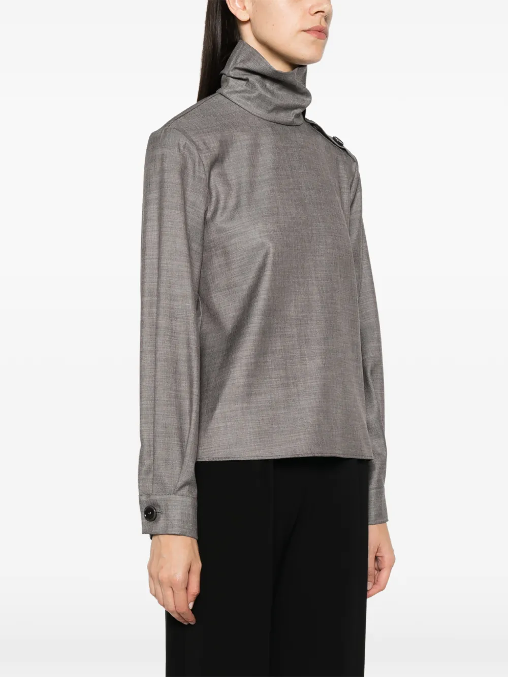 Patrizia Pepe button-detail high-neck blouse Grijs