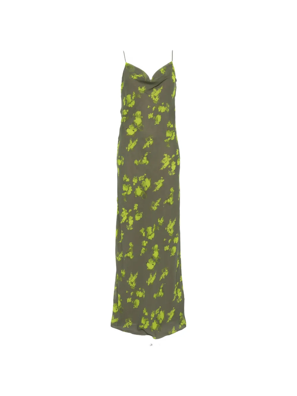 Patrizia Pepe Floral-print Cowl-neck Maxi Dress In Gray
