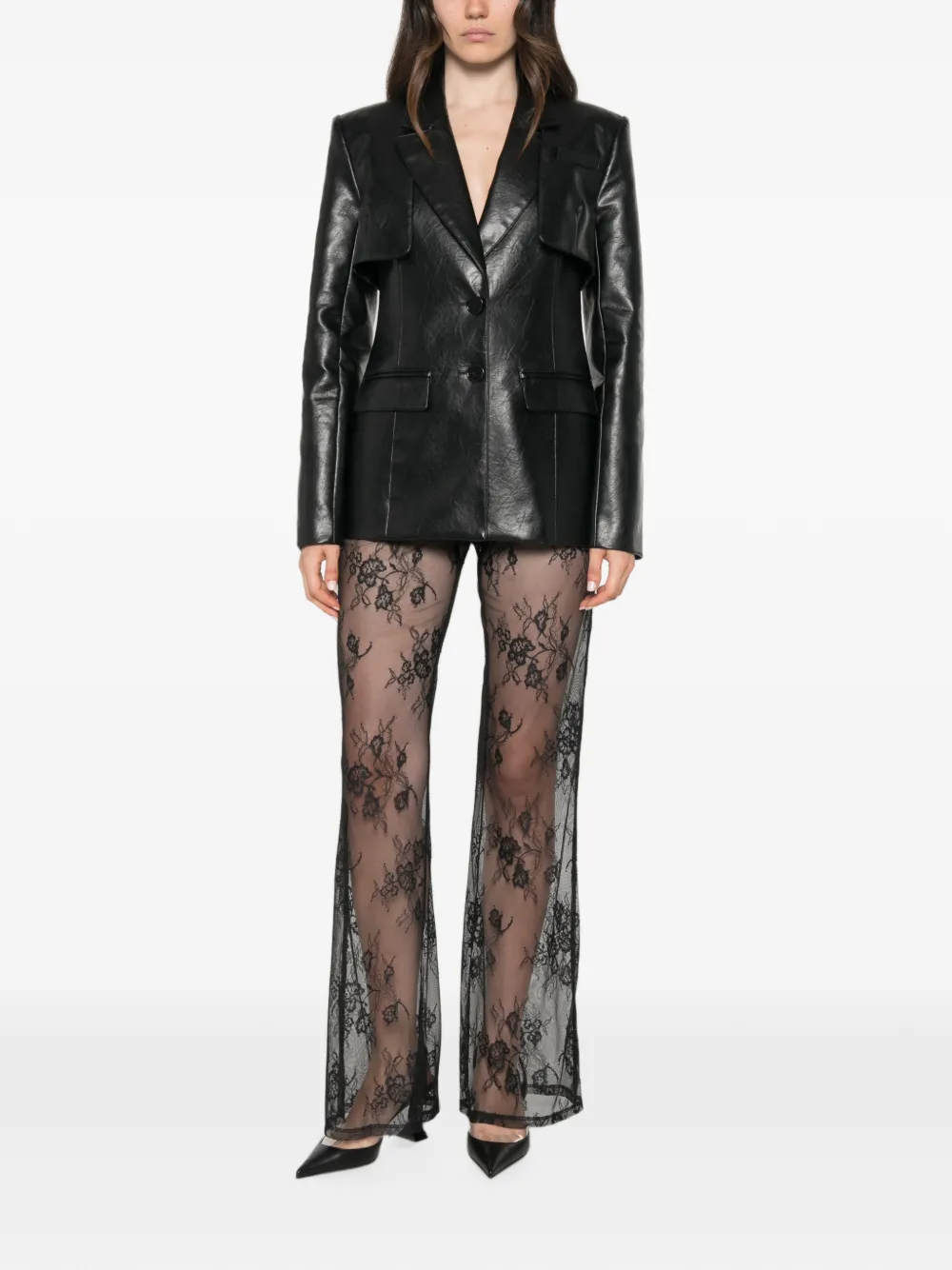 Patrizia Pepe flared lace trousers Zwart