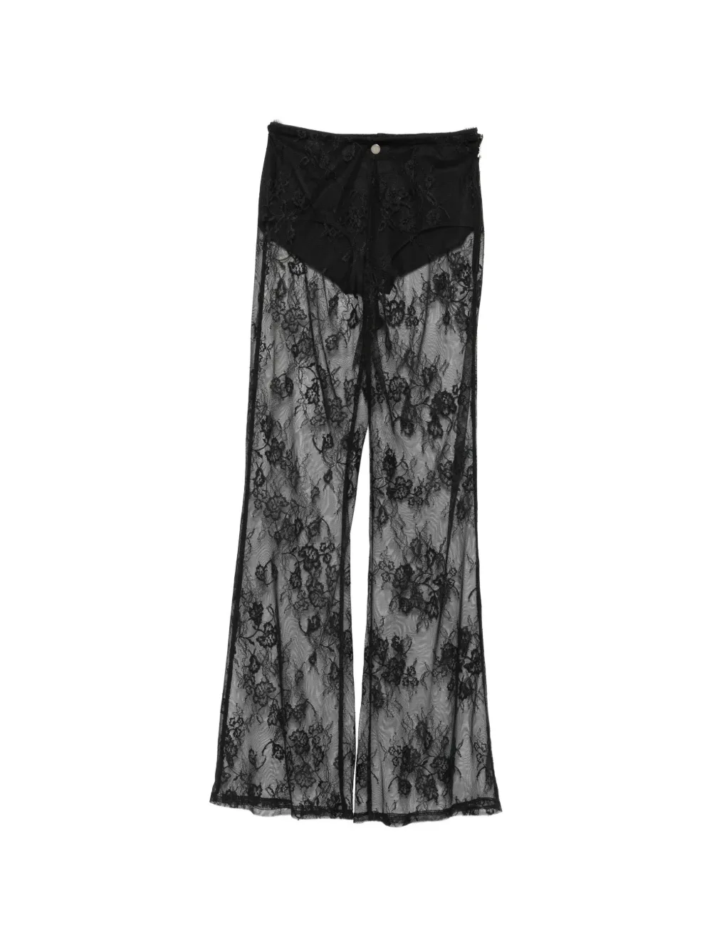 Patrizia Pepe Flared Lace Trousers In Black