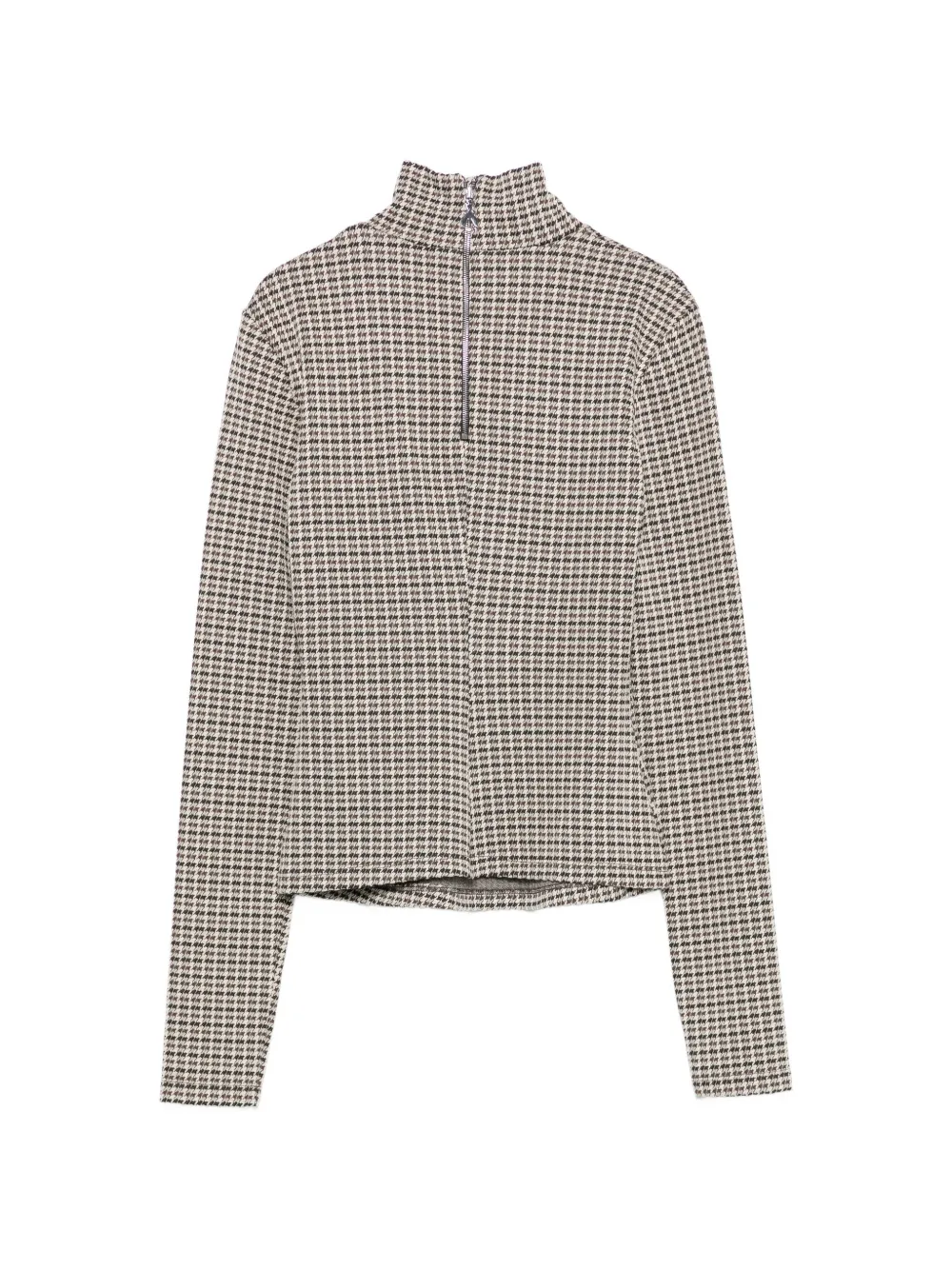 Patrizia Pepe Geruite top met hoge hals Beige