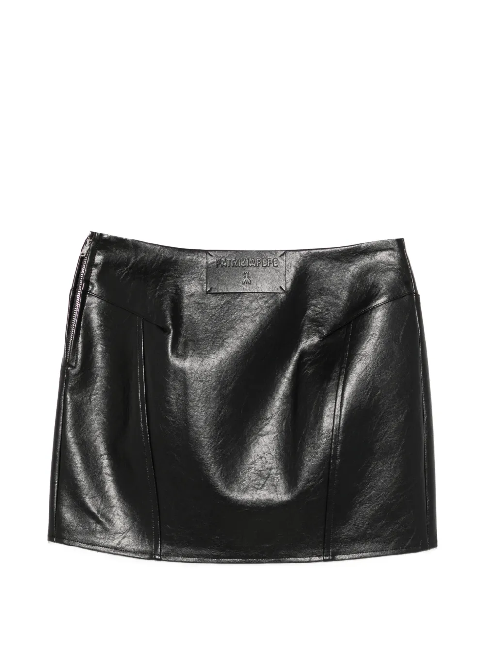 Patrizia Pepe logo-patch coated skirt - Schwarz