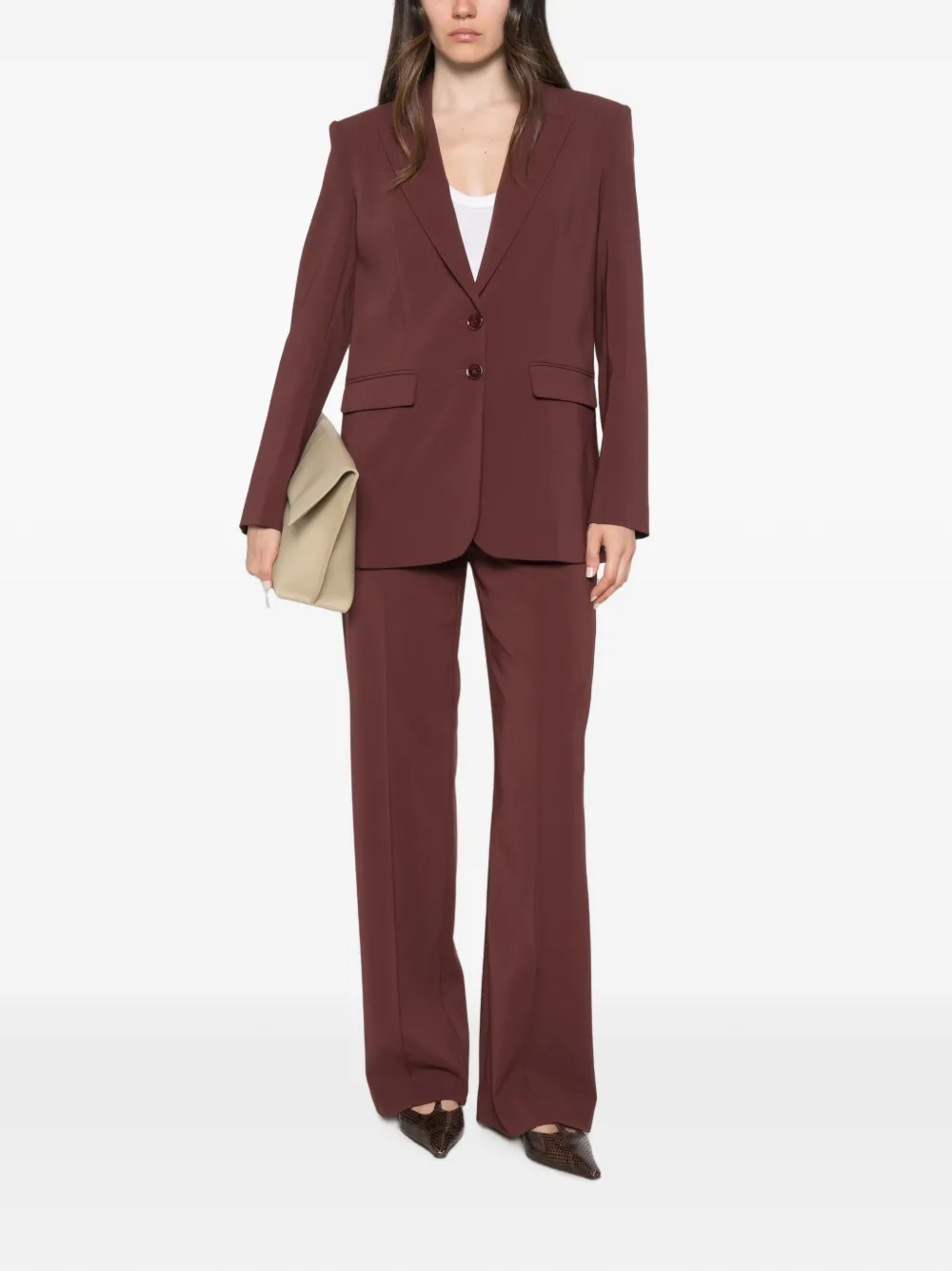 Patrizia Pepe Blazer met enkele rij knopen Bruin