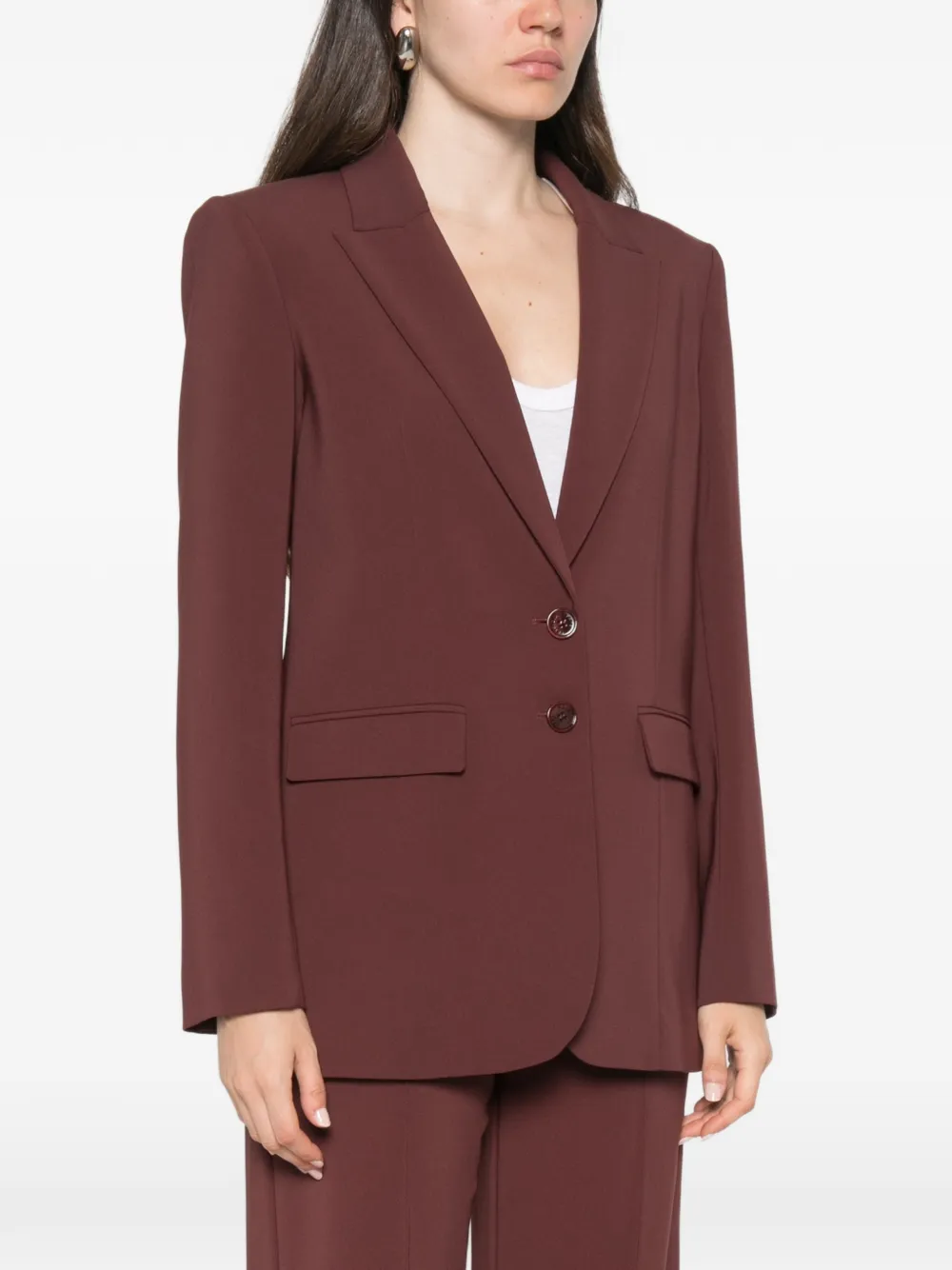 Patrizia Pepe Blazer met enkele rij knopen Bruin