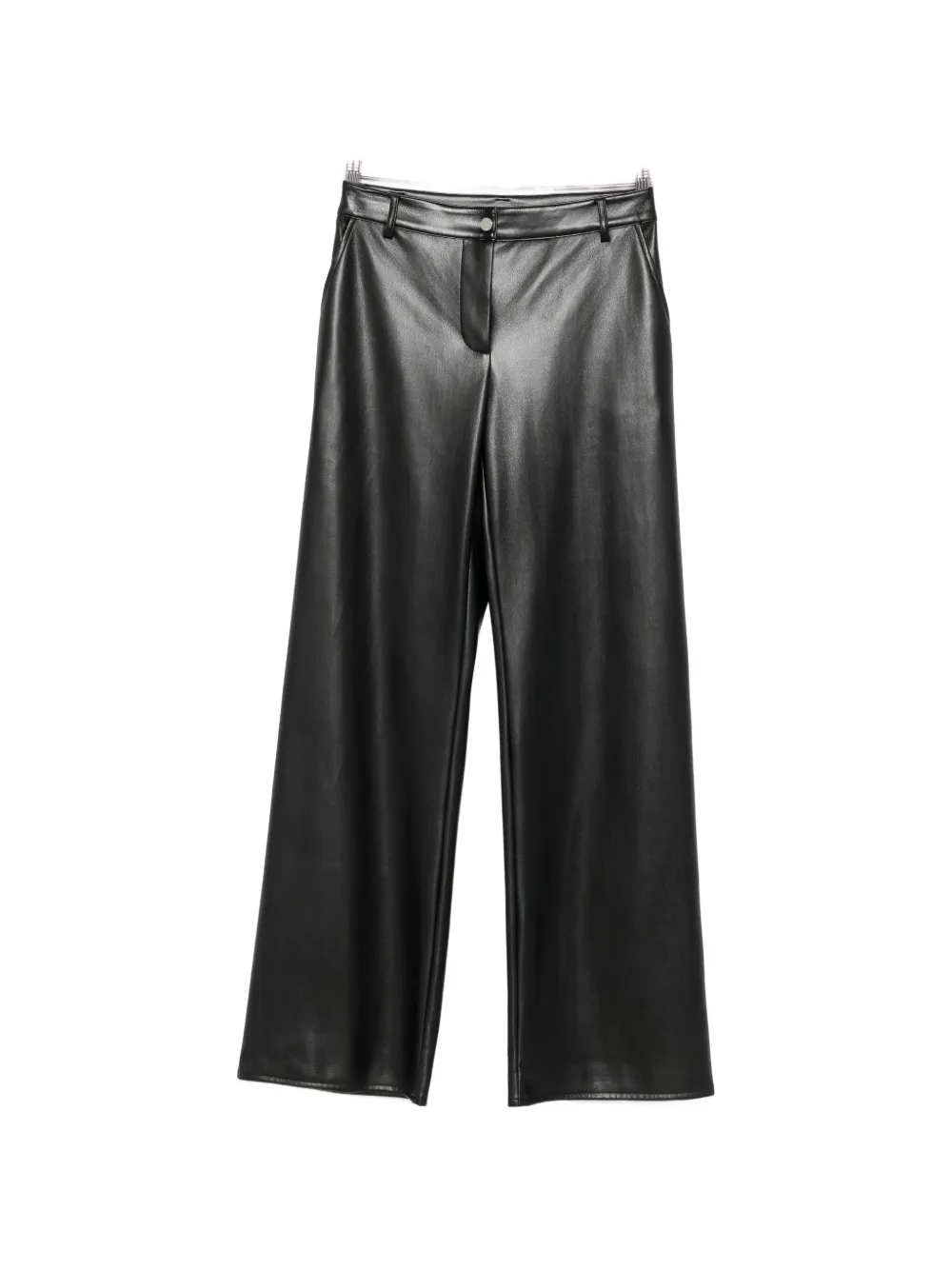 Patrizia Pepe Coated Straight-leg Trousers In Black