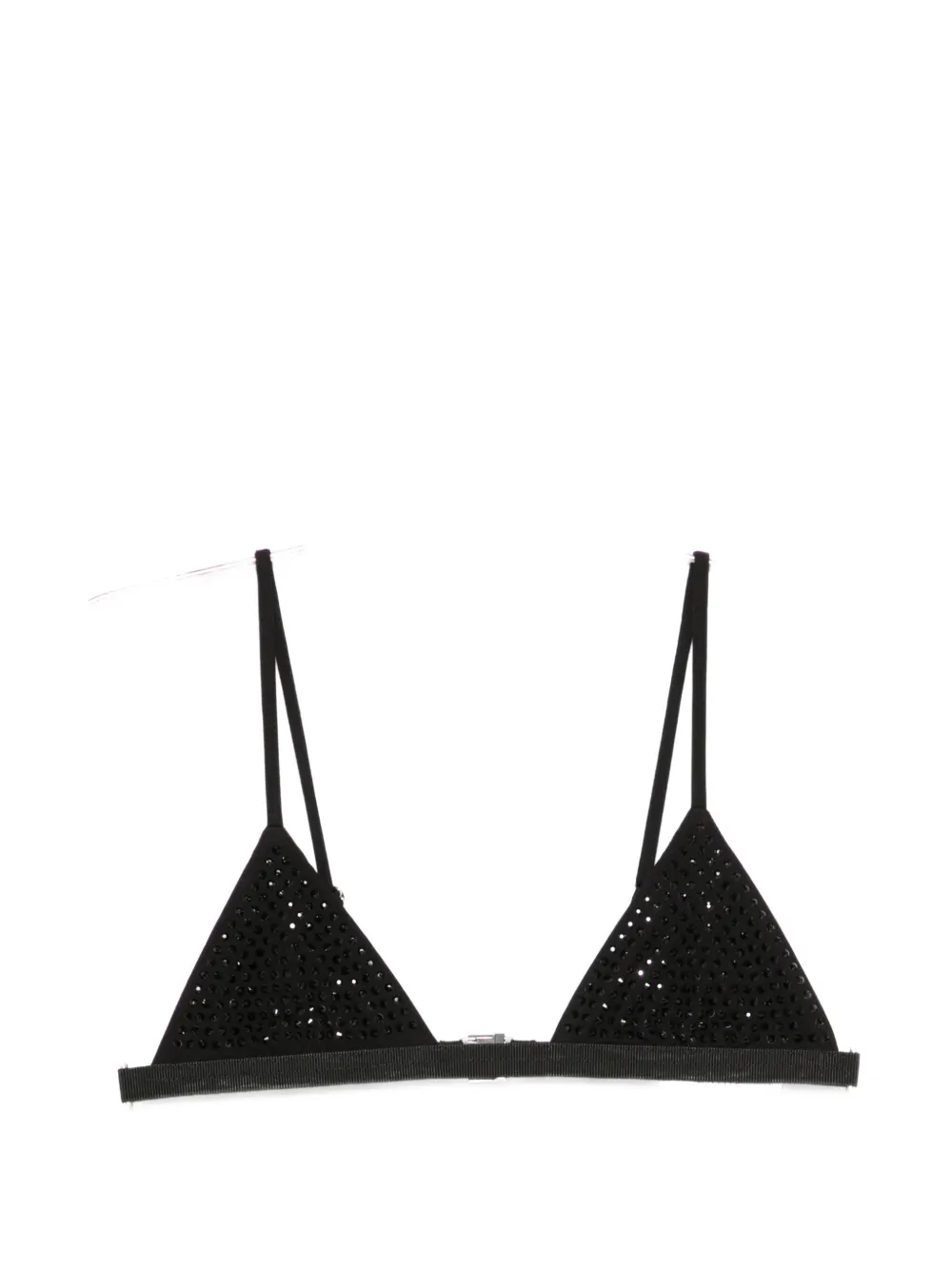 Patrizia Pepe Rhinestone Triangle Bra In Black