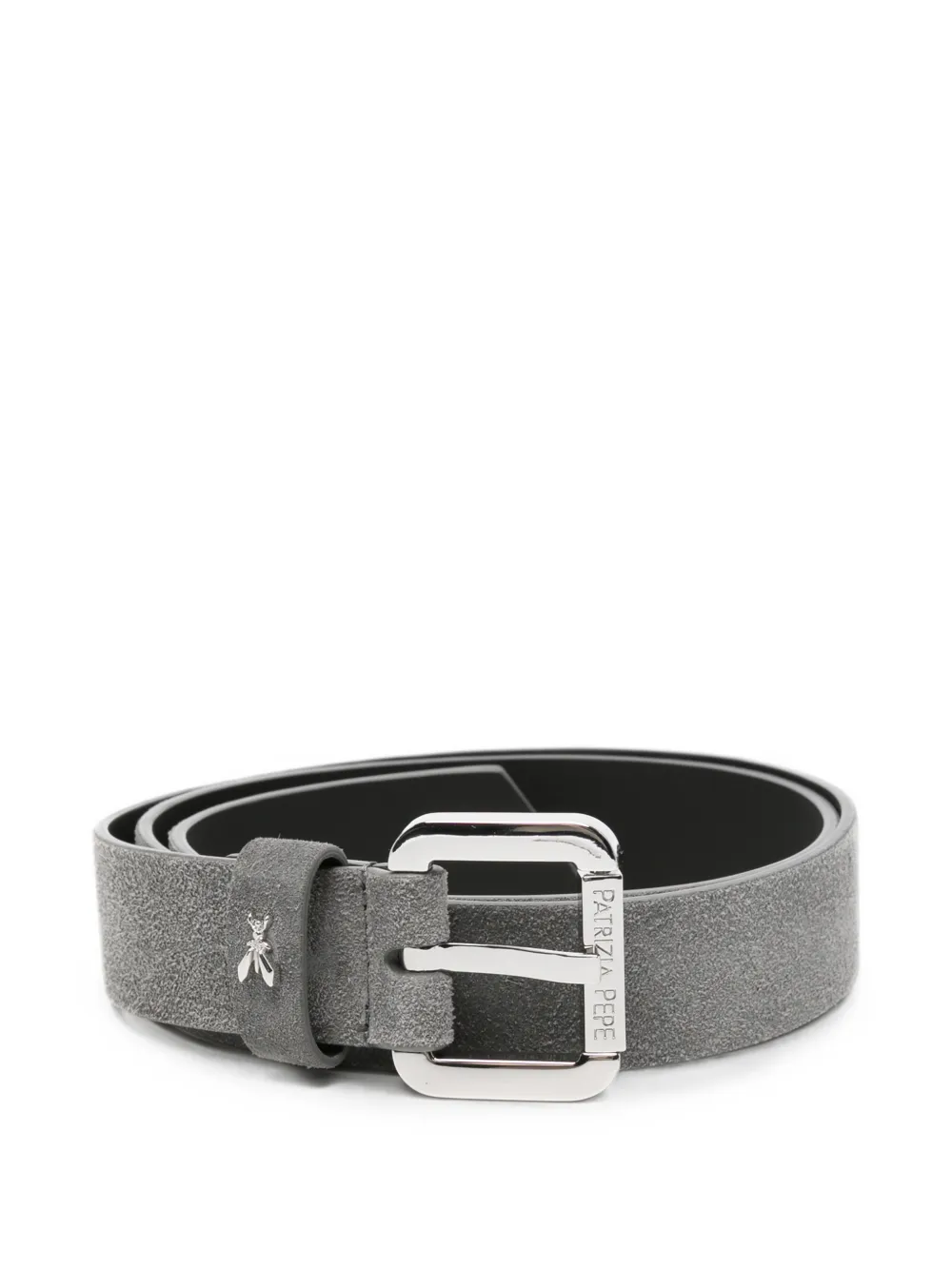 Patrizia Pepe Cintura in pelle scamosciata con logo - Grigio