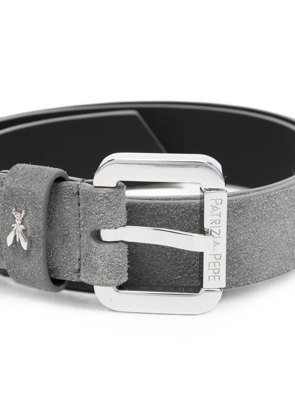 Patrizia Pepe Suède riem met logo-detail Grijs