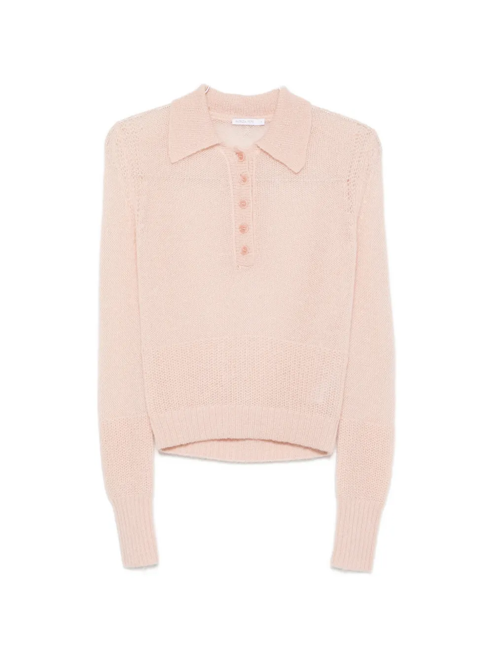 Patrizia Pepe Mohair-wool Blend Polo Top In Pink