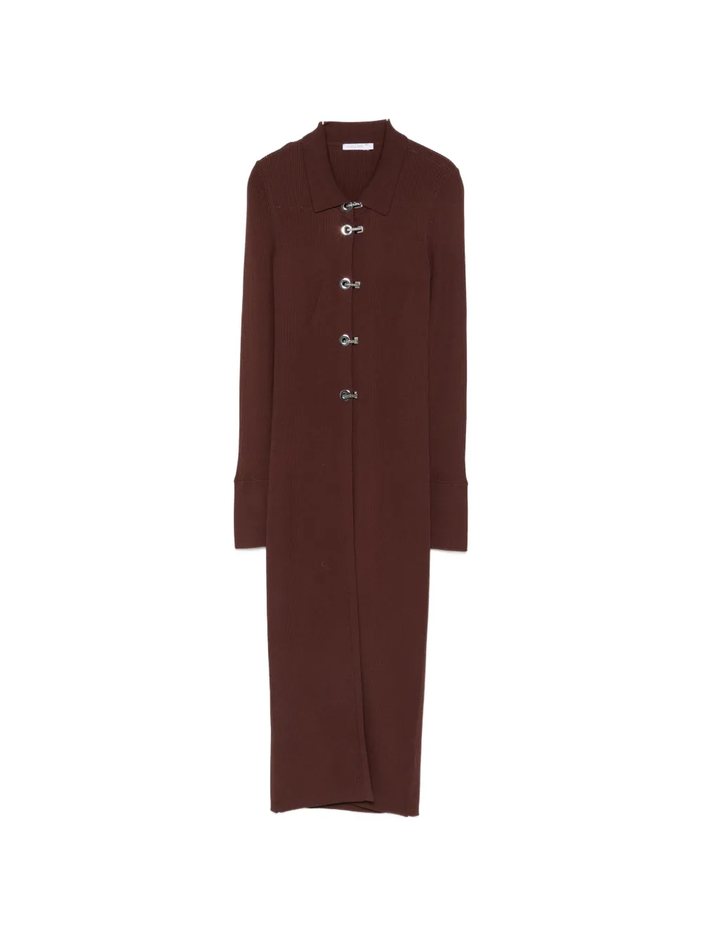 Patrizia Pepe Ribbed Toggle-fastening Cardigan In Brown