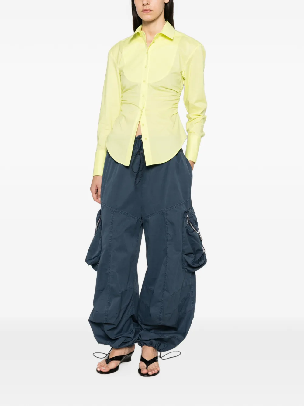 Patrizia Pepe Gesmockte popeline blouse Geel