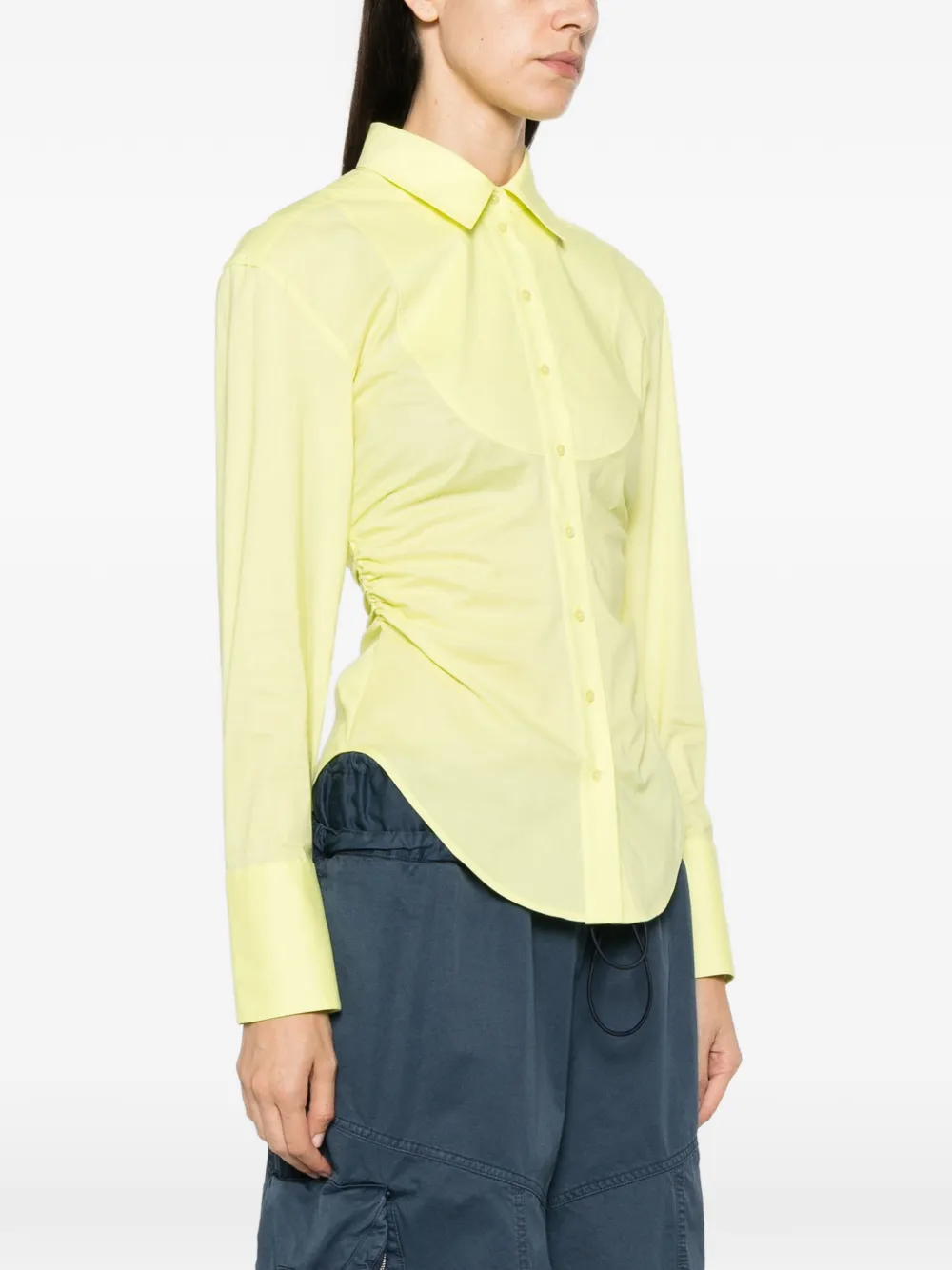 Patrizia Pepe Gesmockte popeline blouse Geel