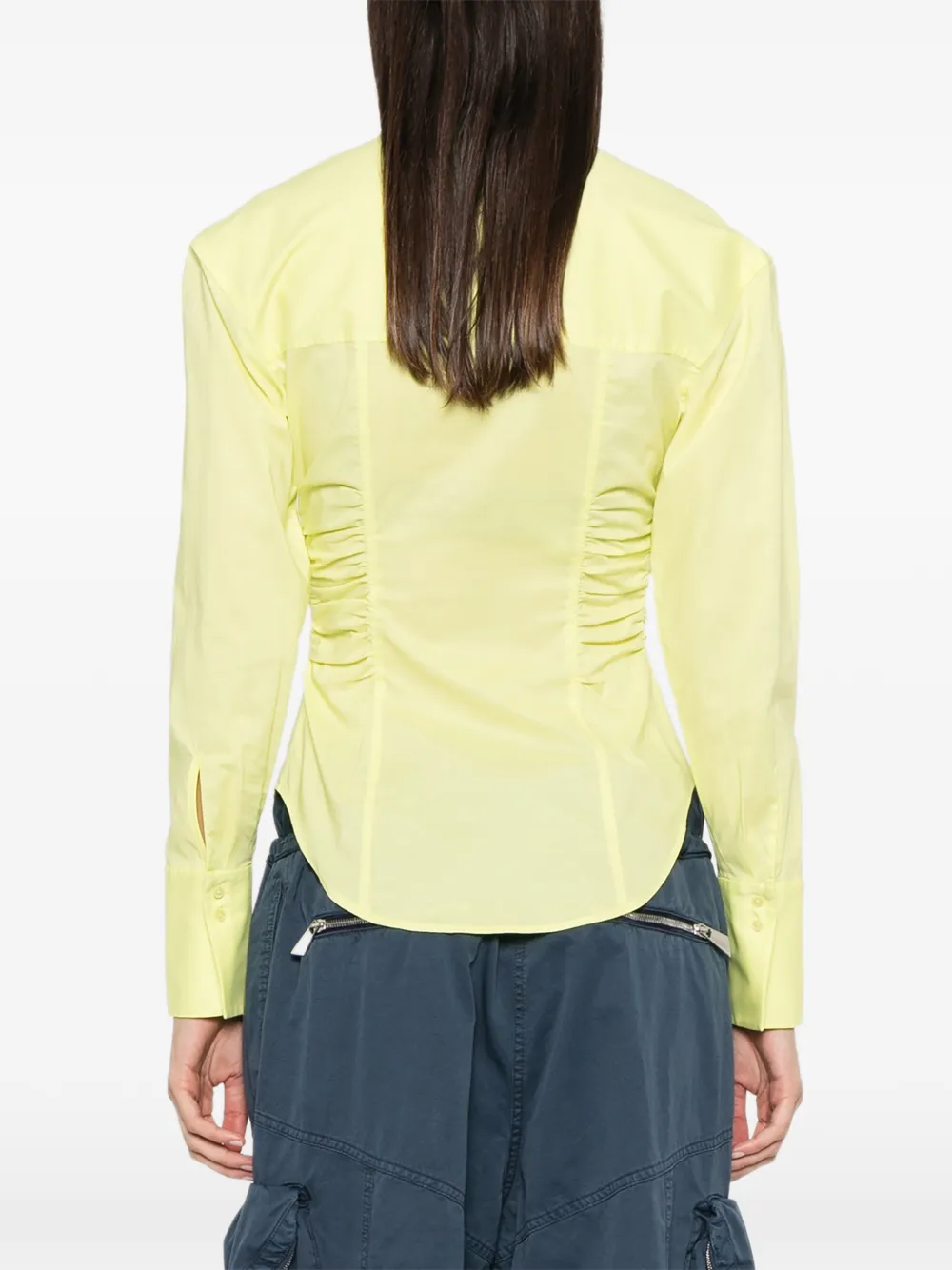 Patrizia Pepe Gesmockte popeline blouse Geel