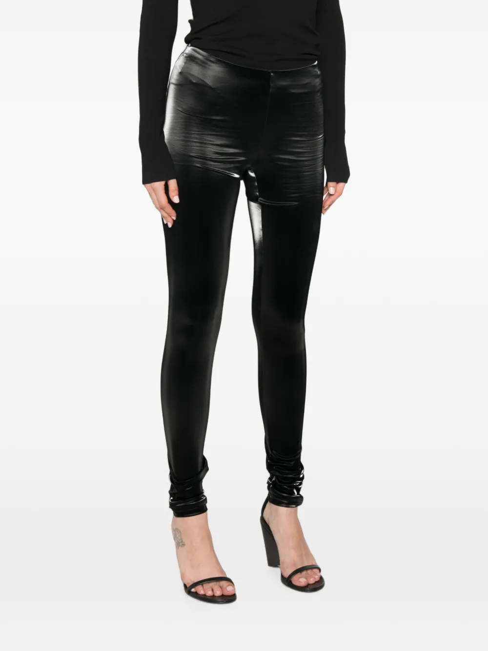 Patrizia Pepe coated leggings Zwart