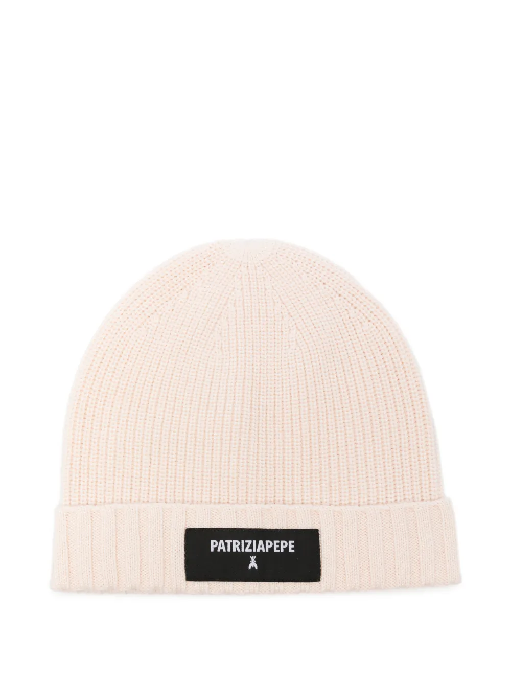 Patrizia Pepe Gerippte Beanie mit Logo-Patch - Nude