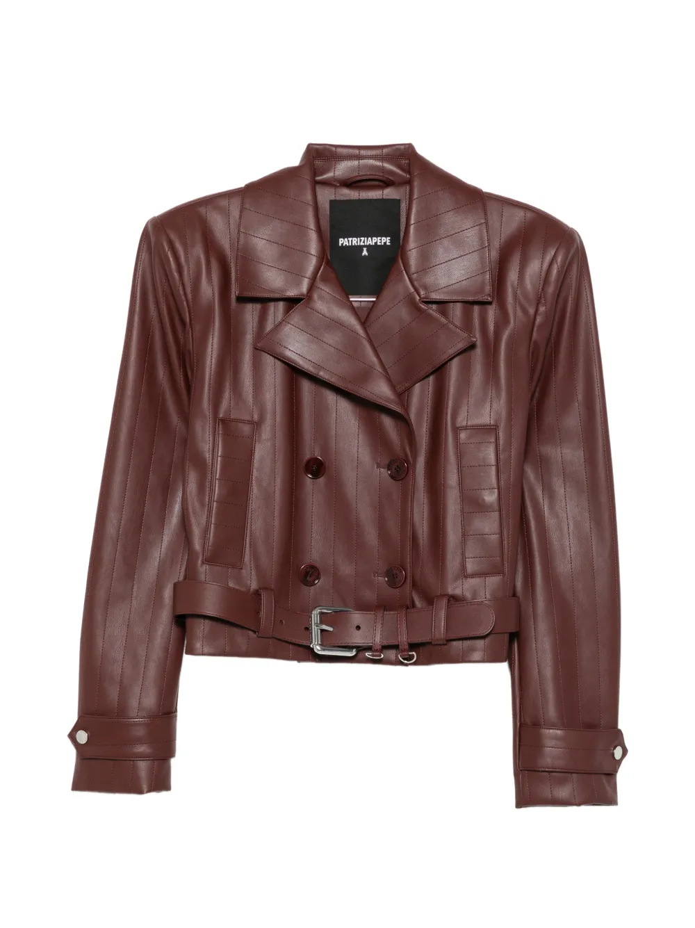 Patrizia Pepe Doppelreihiges Blazer mit Gürtel - Braun