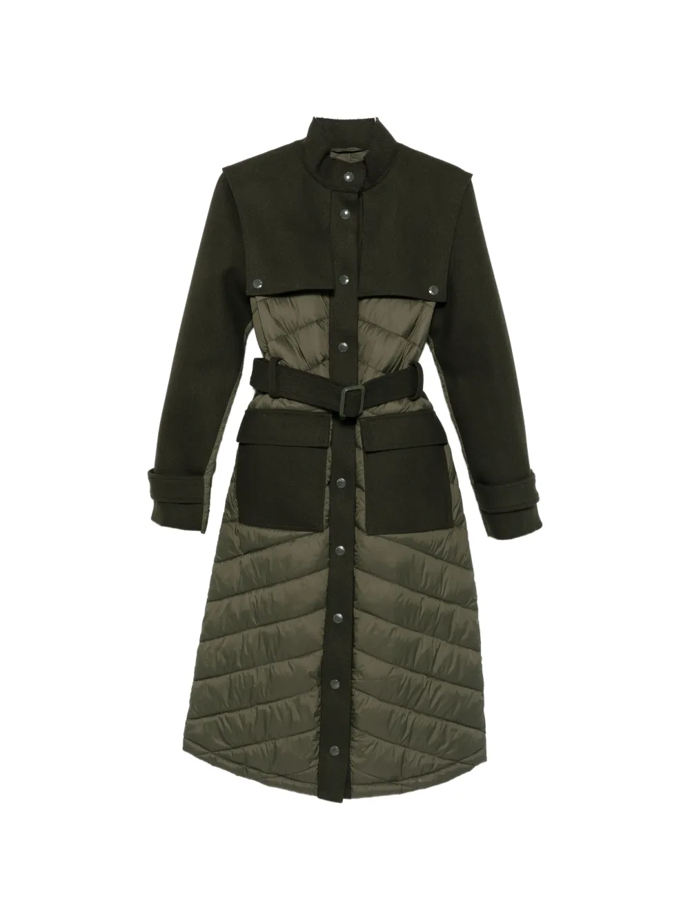 Patrizia Pepe Quilted Panelled Coat In Green