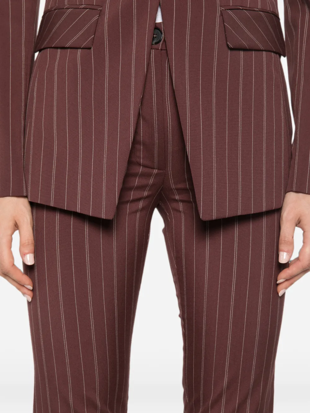 Patrizia Pepe Pantalon met krijtstreep Bruin