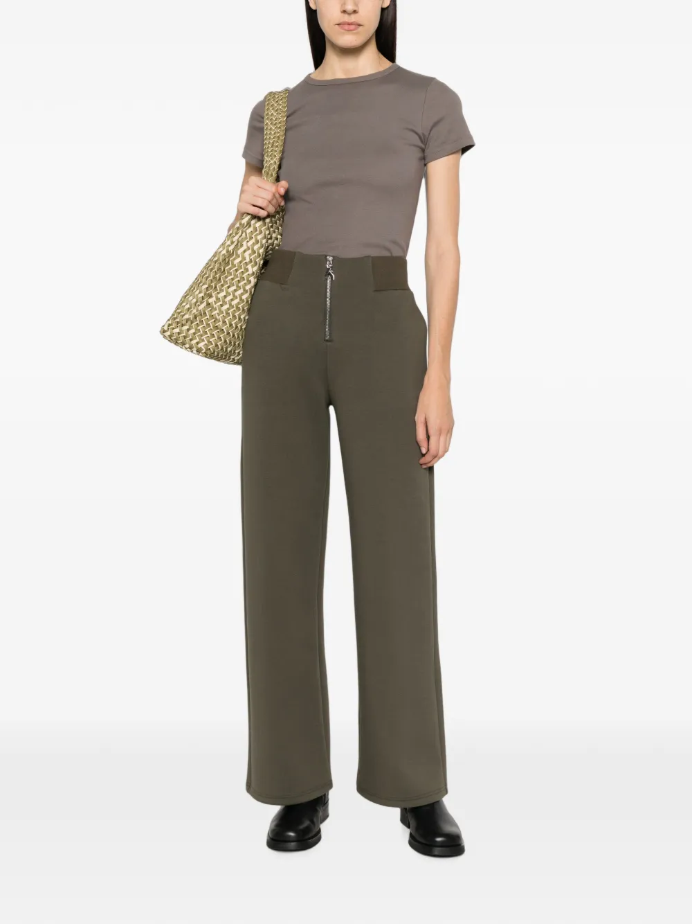 Patrizia Pepe zip-fastening wide-leg trousers Groen