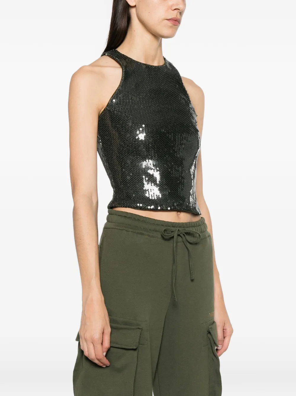 Patrizia Pepe Tanktop verfraaid met pailletten Groen