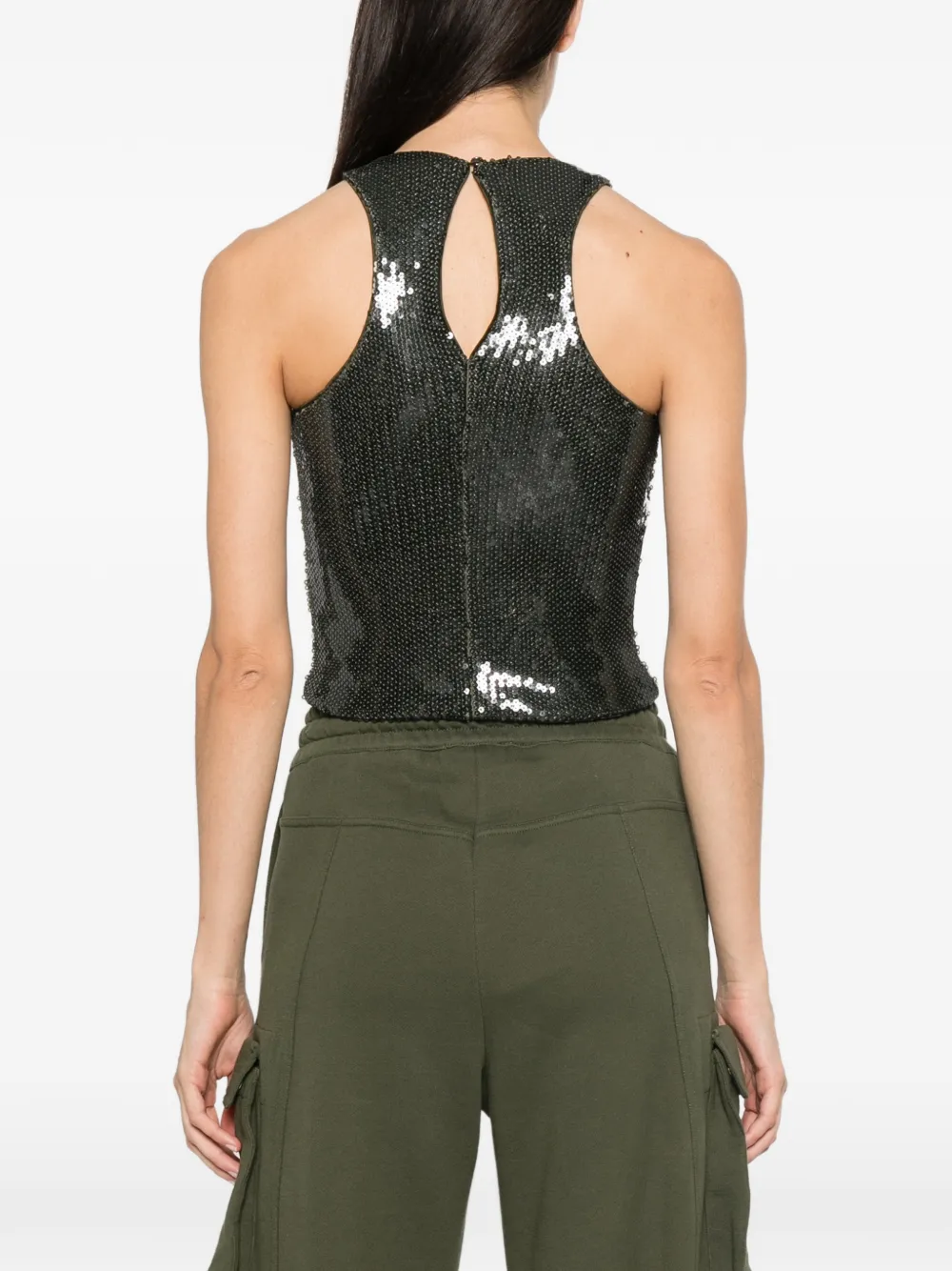 Patrizia Pepe Tanktop verfraaid met pailletten Groen