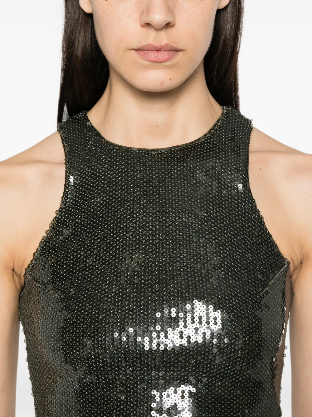 Patrizia Pepe Tanktop verfraaid met pailletten Groen