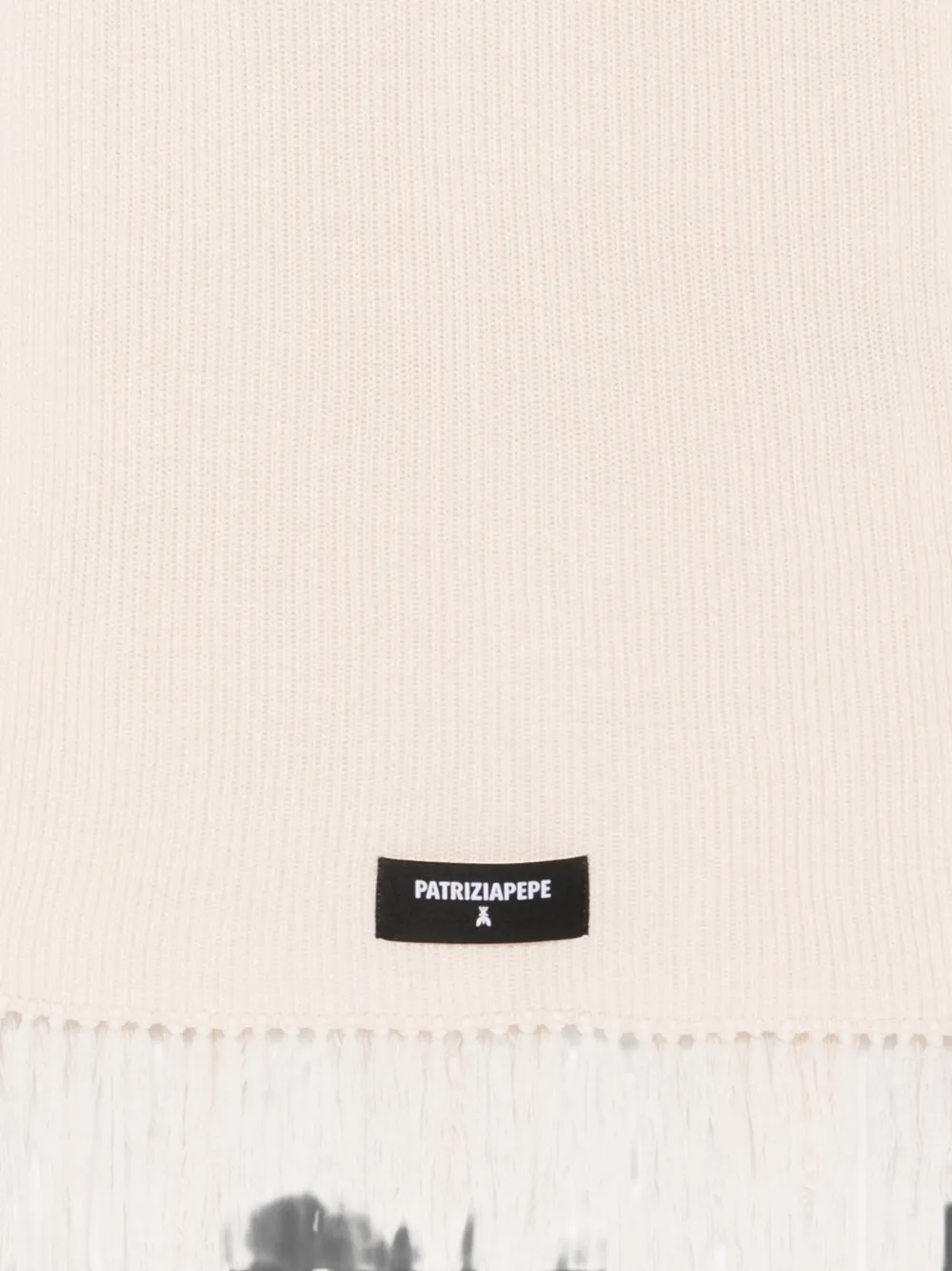 Patrizia Pepe Ribgebreide sjaal met franje Beige