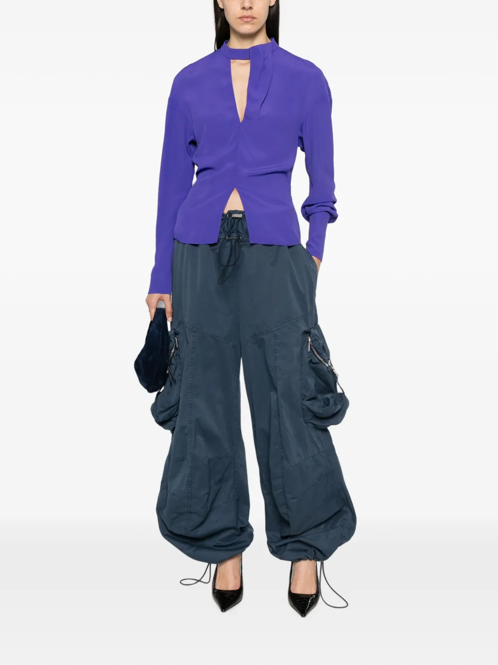 Patrizia Pepe Uitgesneden blouse Paars