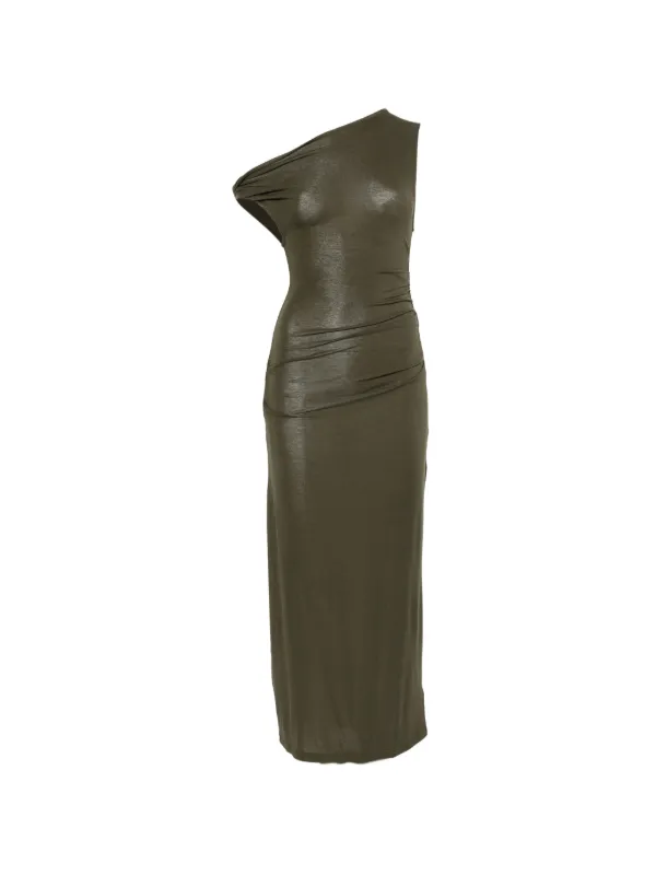 patrizia pepe green dress Asymmetric Draped Midi | Ladies dresses