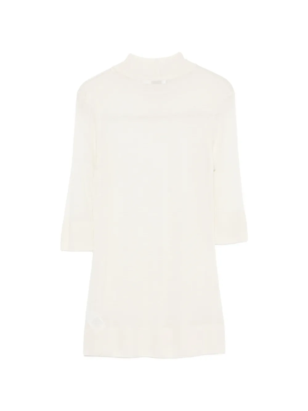 Patrizia Pepe T-shirt met elleboogmouwen en hoge hals Beige