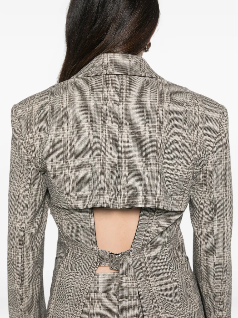 Patrizia Pepe Geruite blazer met uitgesneden details Bruin