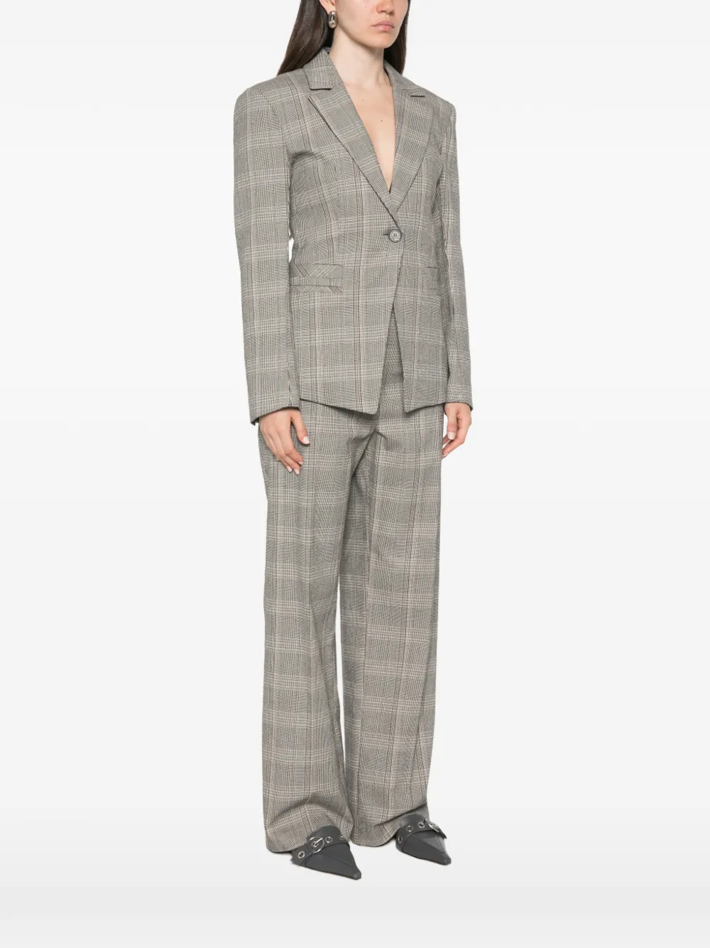 Patrizia Pepe Geruite blazer met uitgesneden details Bruin