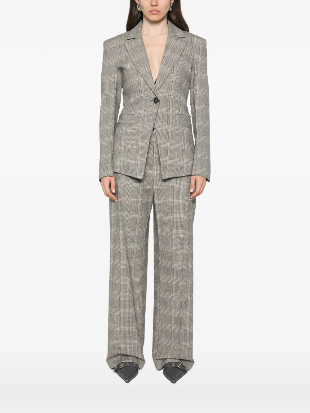 Patrizia Pepe Geruite blazer met uitgesneden details Bruin