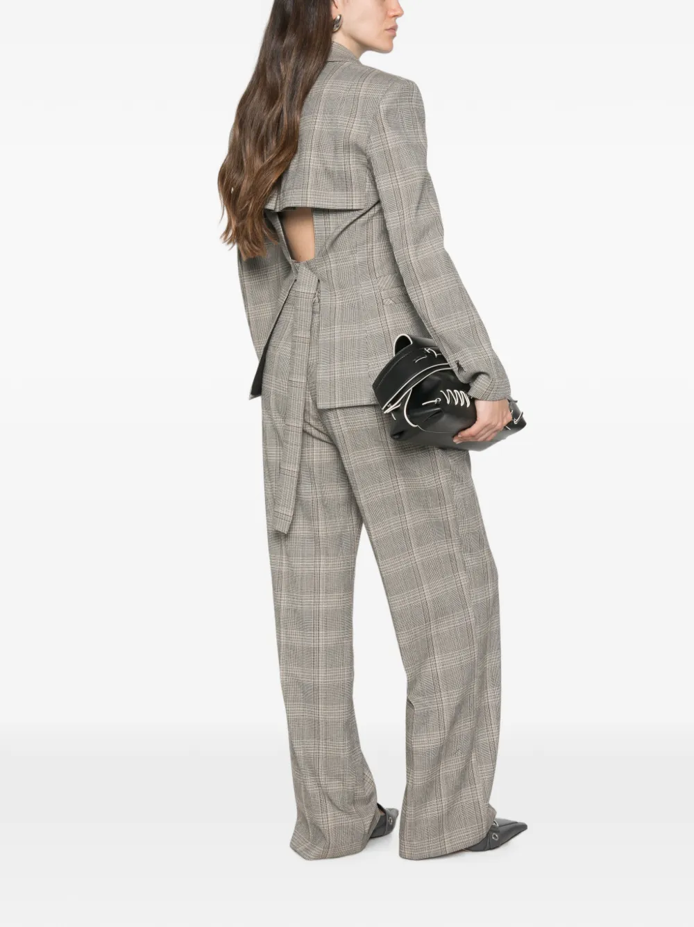 Patrizia Pepe Geruite blazer met uitgesneden details Bruin