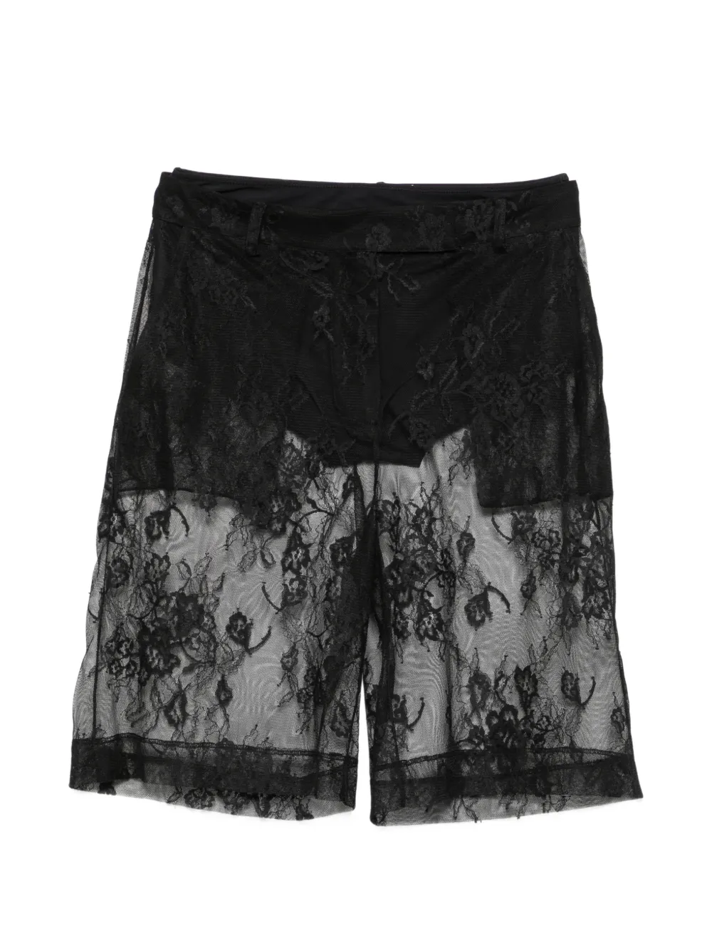 Patrizia Pepe Lace Bermuda Shorts In Black