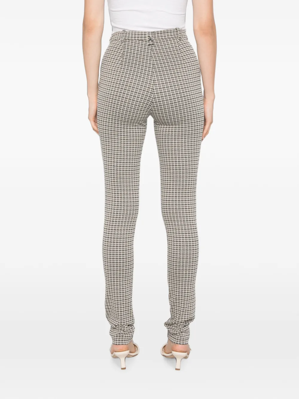 Patrizia Pepe Broek met pied-de-poule print Beige