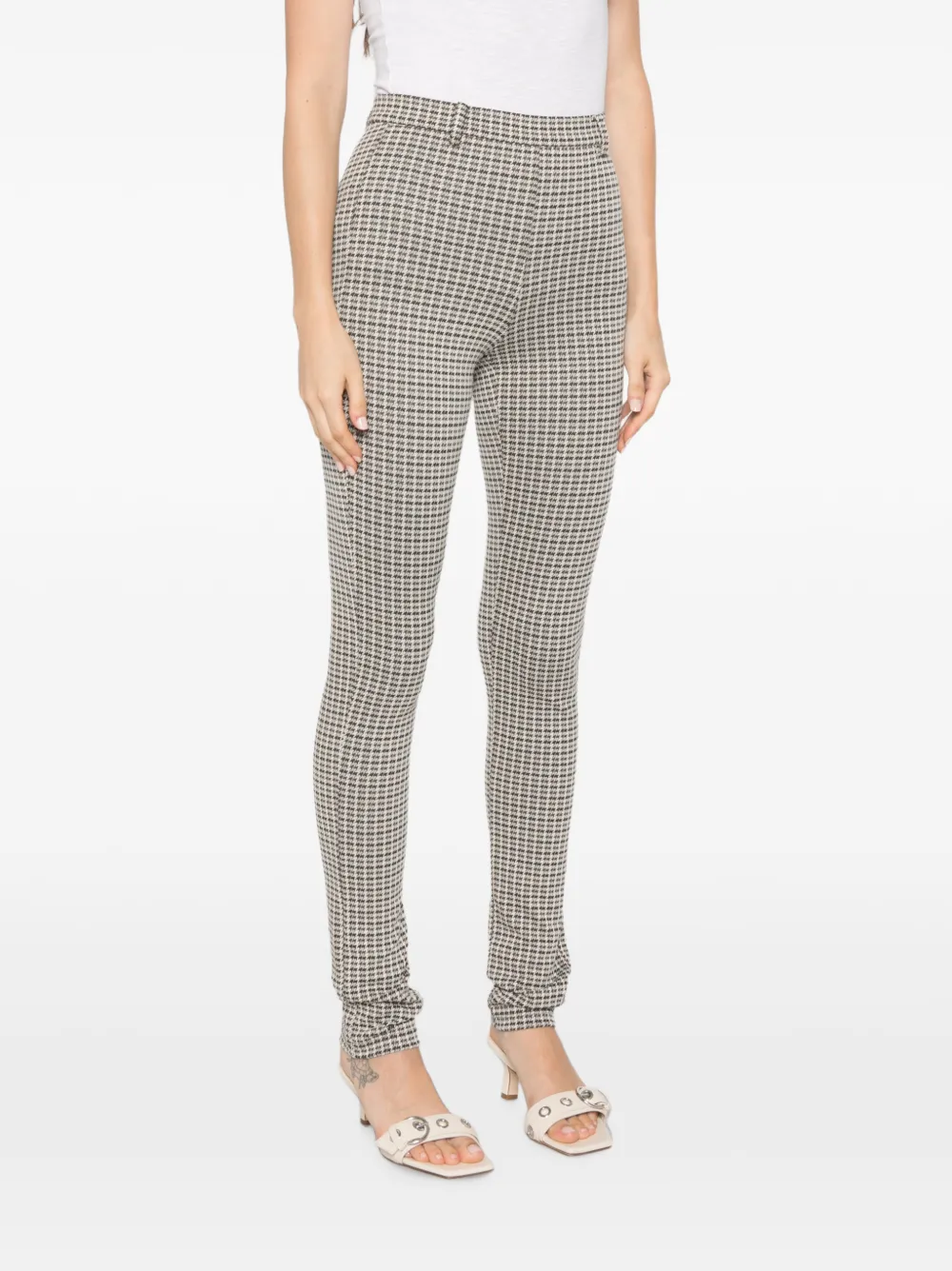 Patrizia Pepe Broek met pied-de-poule print Beige
