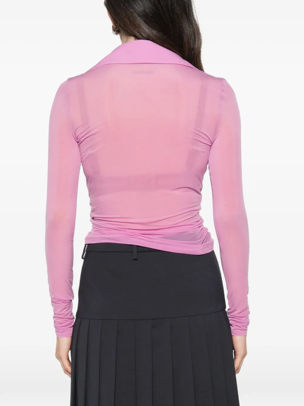 Patrizia Pepe sheer ruched top Roze