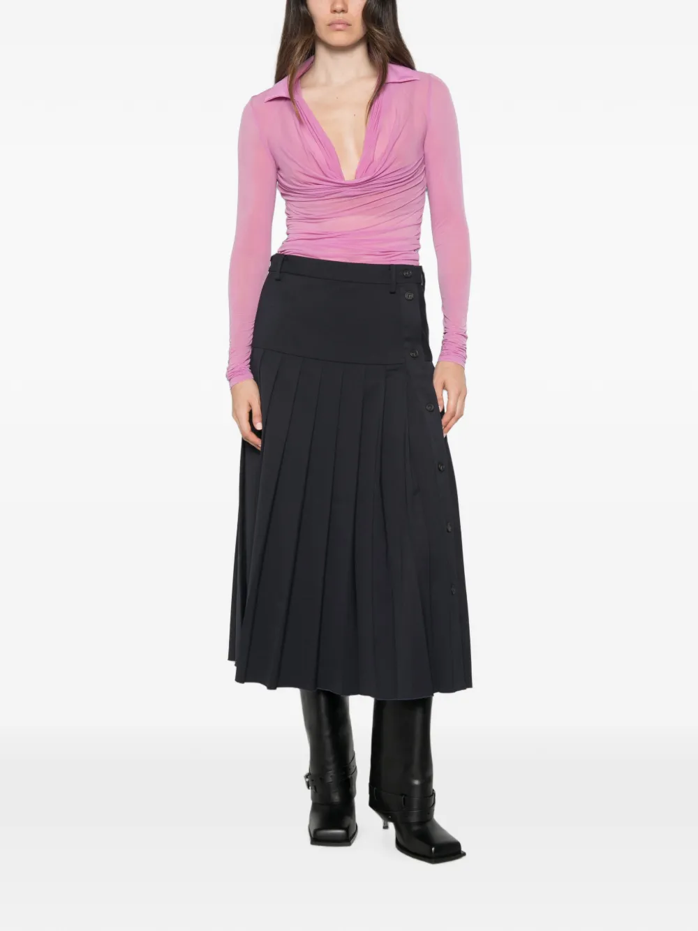 Patrizia Pepe sheer ruched top Roze