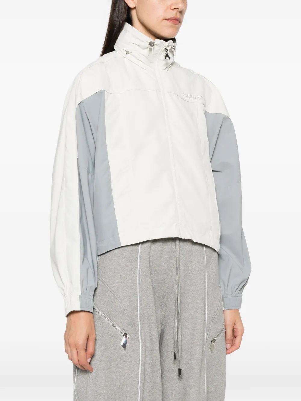 Patrizia Pepe colour-block high-neck jacket Beige
