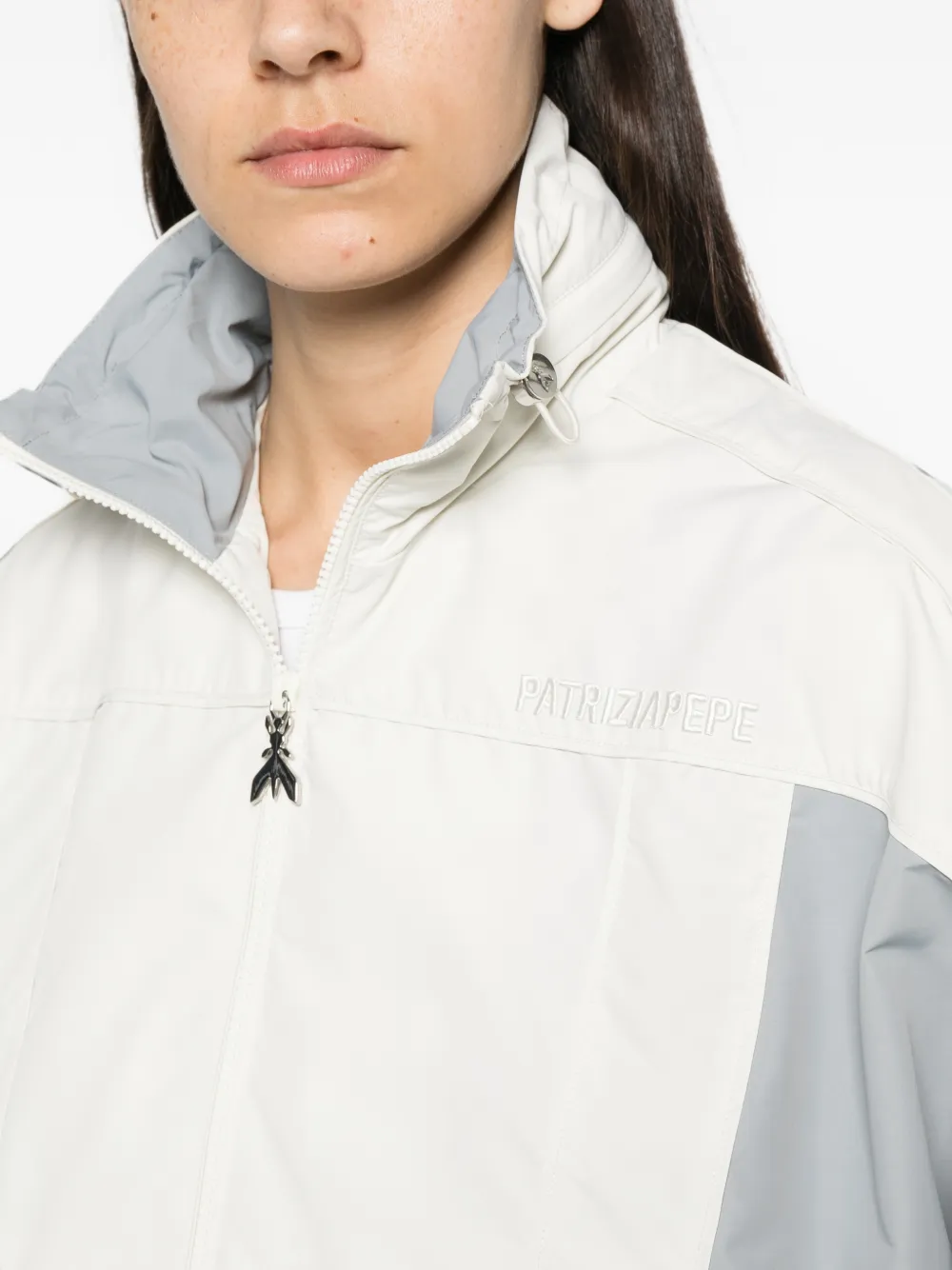 Patrizia Pepe colour-block high-neck jacket Beige
