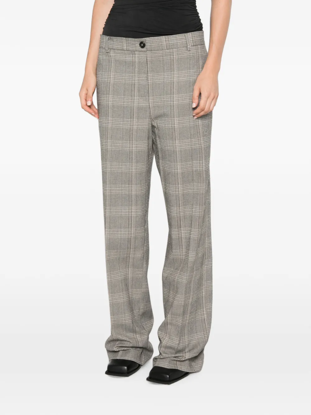 Patrizia Pepe Geruite broek met oversized taille Grijs