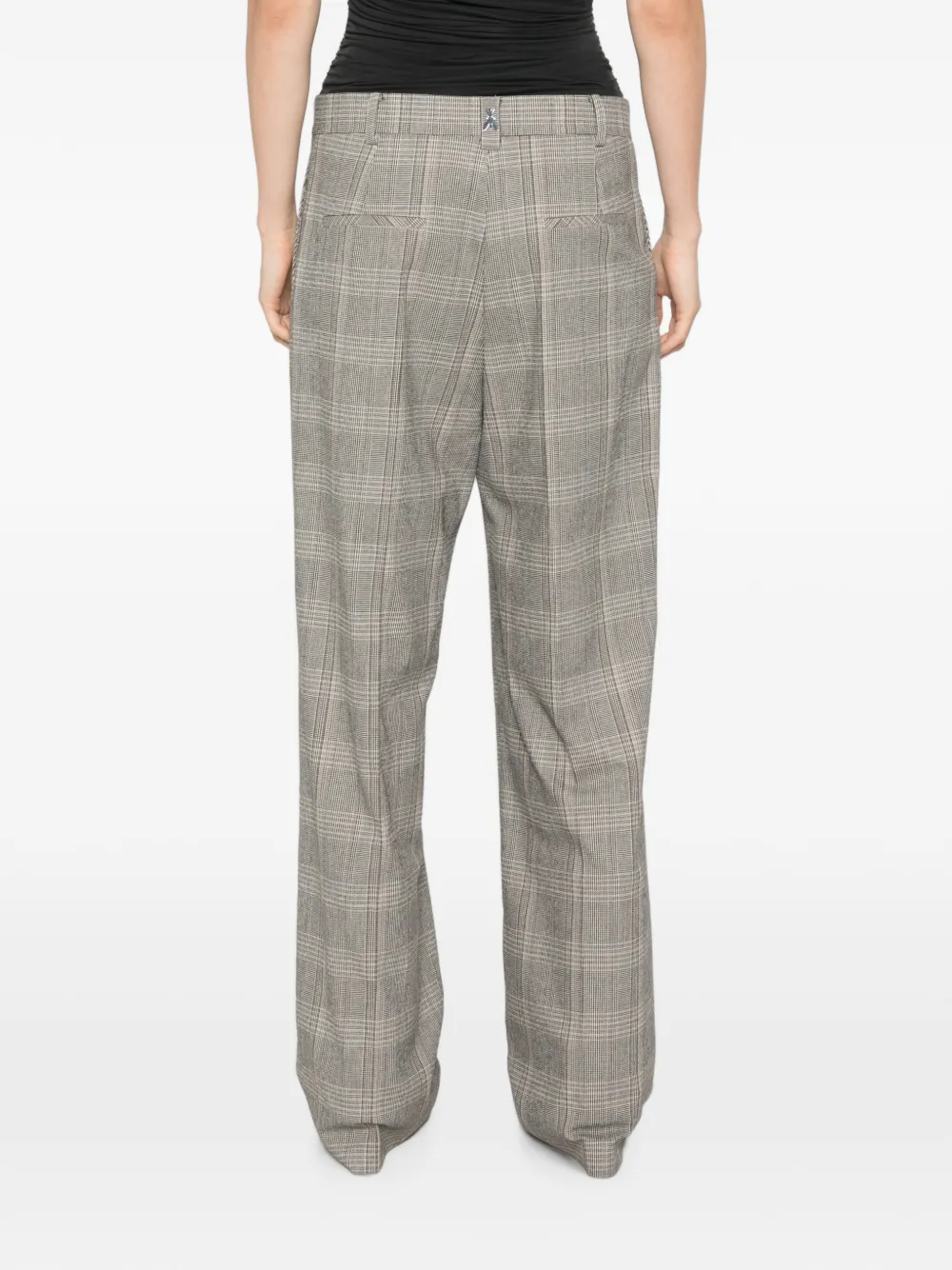 Patrizia Pepe Geruite broek met oversized taille Grijs