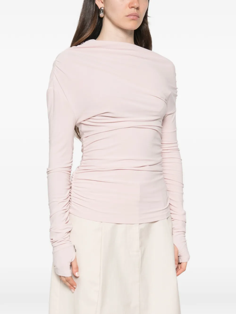 Patrizia Pepe draped off-shoulder top Roze