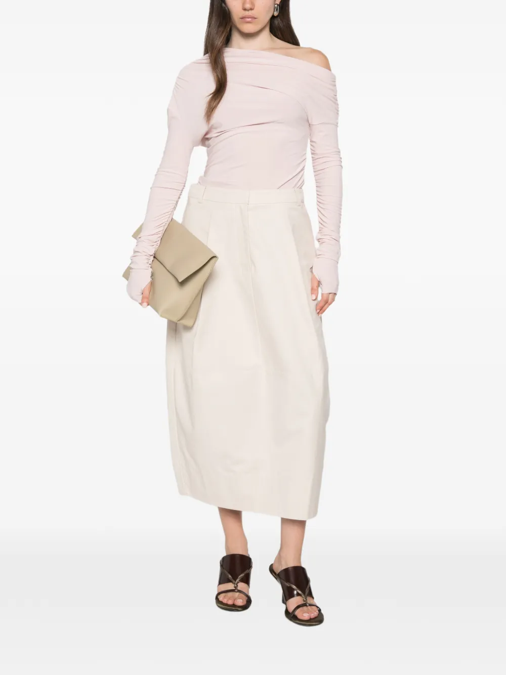 Patrizia Pepe draped off-shoulder top Roze