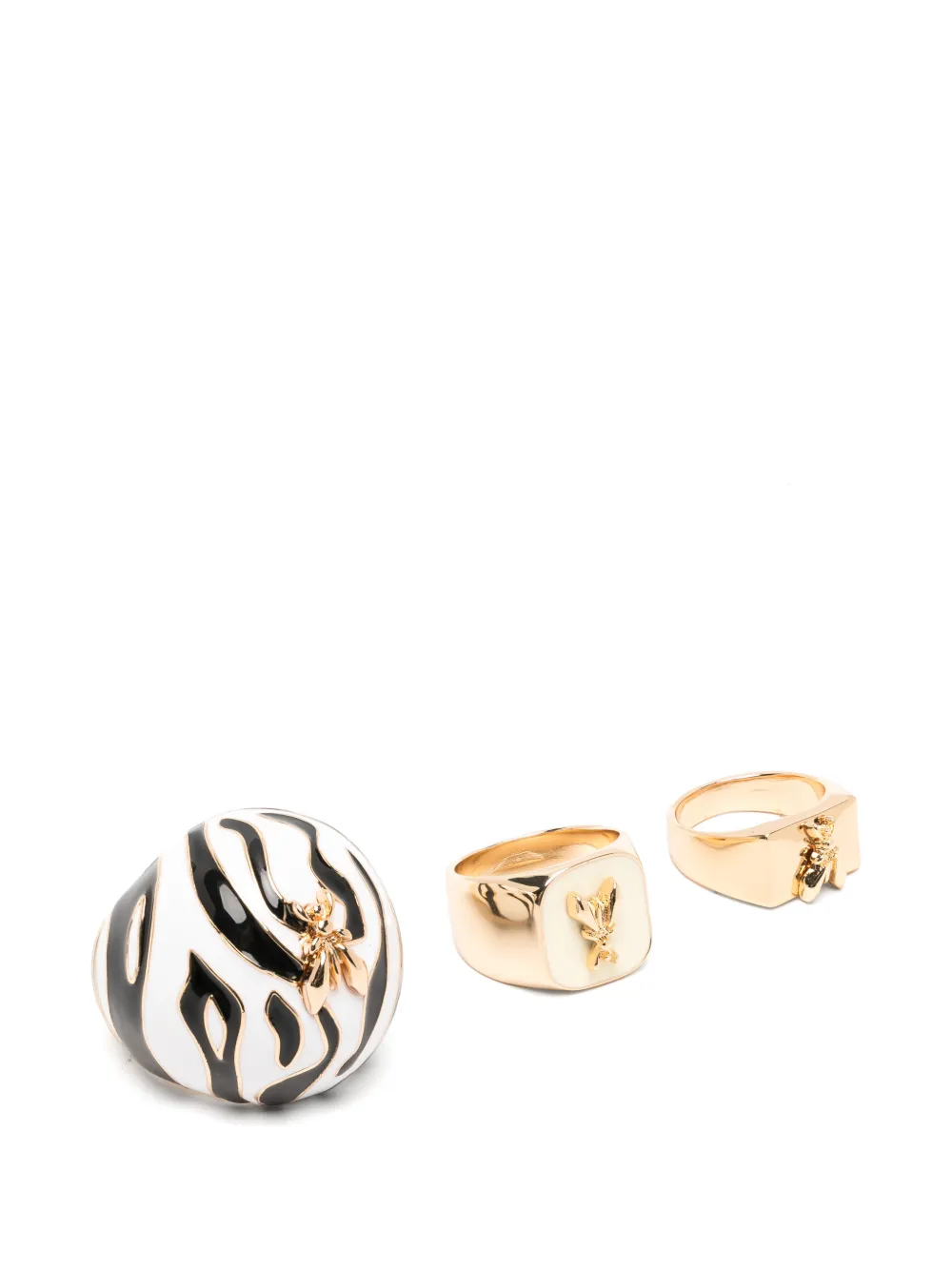 Patrizia Pepe sphere zebra-print rings set - Oro